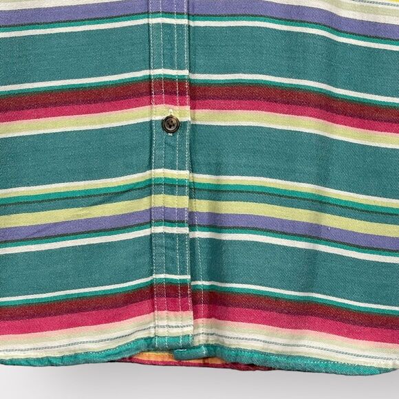 Chaps Button Up Top Women XL Multicolor Striped Cotton Thick Long Sleeve AA84 - Picture 6 of 10